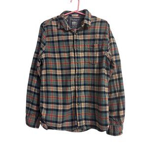 Denim and Flower Long Sleeve Tartan Flannel Plaid Button Up Shirt Size Large